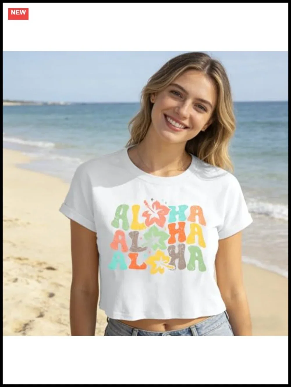 Women's Cropped Hawaiian T-Shirt Floral Graphic Beach Tee Tropical Vacation Top